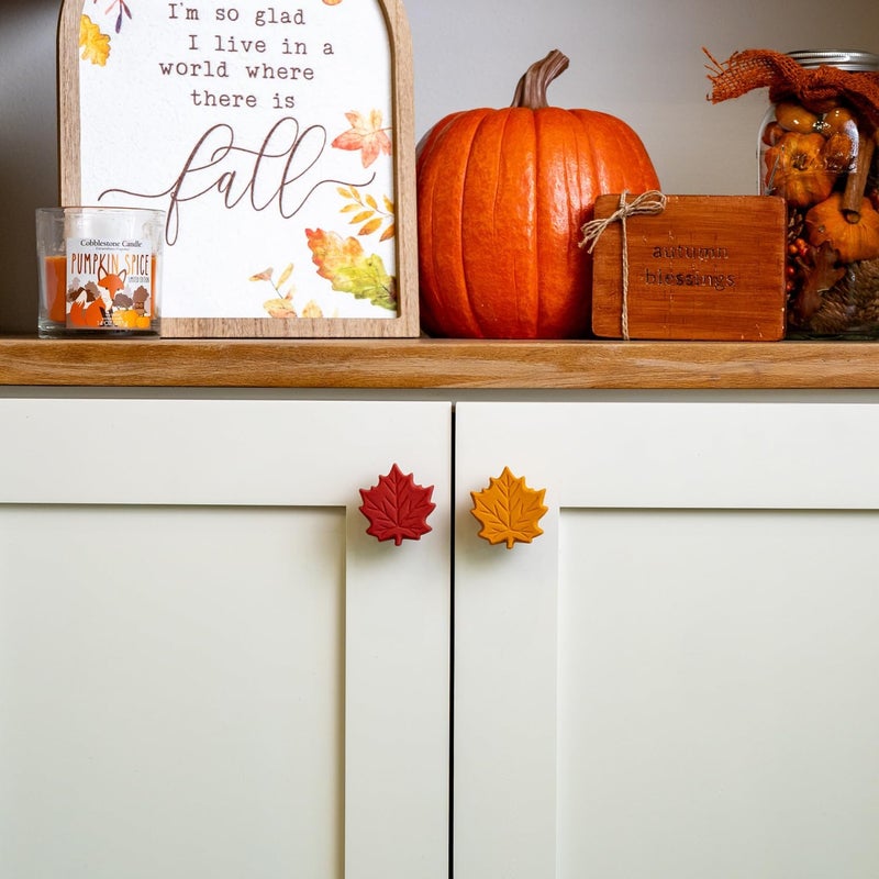 Knobēz : Decorative Knob Covers - Fall Leaf - 12pk - Stretch Over Hardware Decorations, Cozy Seasonal Autumn Colors, Kitchen-Bathroom-Dressers-Home - Image 4